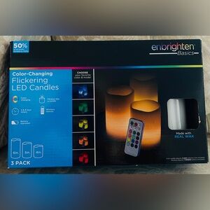 Enbrighten Basics Color-Changing Flickering LED Candles.